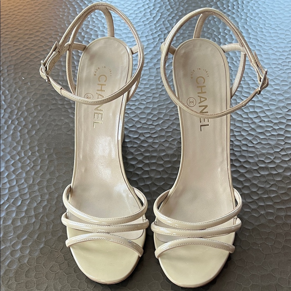 CHANEL Beige Strappy Heels